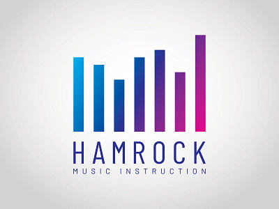 Hamrock Music Instruction bars condensed font equalizer gradient guitar guitar lessons logo logo design music music lessons music production