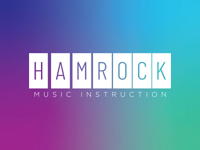 Hamrock Music Instruction condensed font gradient guitar guitar lessons guitar strings logo logo design music