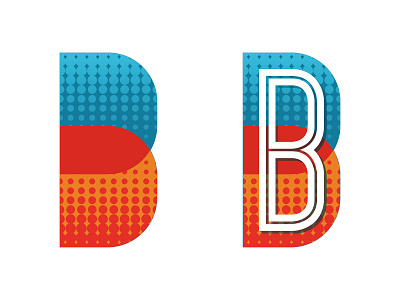 Letter B b complimentary font geometric halftone lettering overlap shapes typography