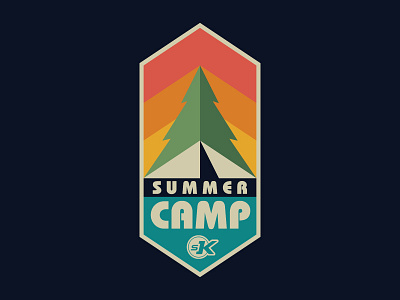 SK Summer Camp Logo arrows badge camp camping kids saddleback summer tent tree upward