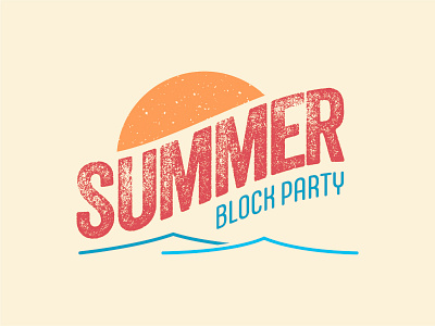 Summer Block Party block party hot logo summer sun waves weathered