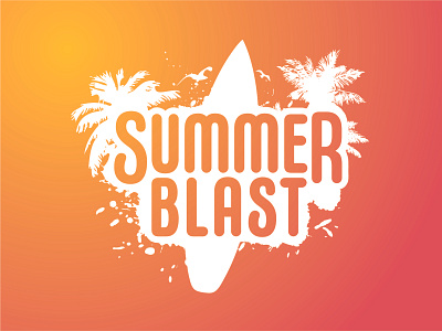 Summer Blast gradient hot logo orange palm tree red summer surfboard