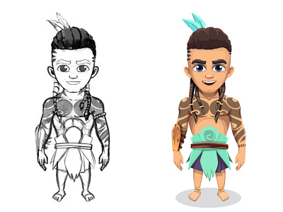 Tribal Kid cartoon character concept concept art digital paint game game art photoshop