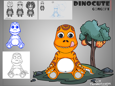 Dinocute Concept character client concept cute digital dinosaur process project sheet