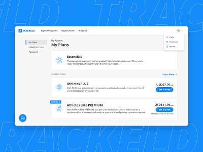 Trackeld - Account Dashboard