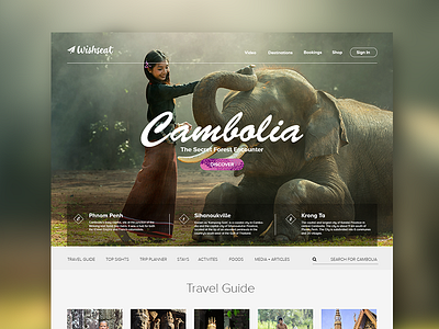 Wisheat - Travel site Muck up layout travel ui web design