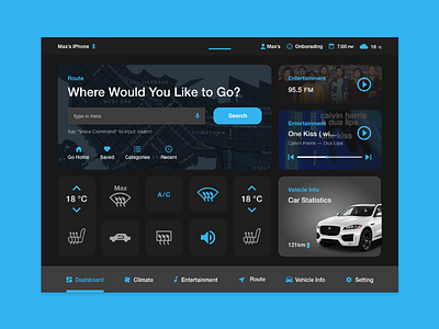 Self-driving Car Dashboard car app design ui voice