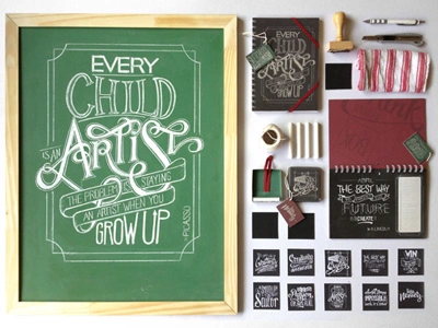 Chalkboard Lettering Stationery Set calendar chalkboard lettering nemetz notebook sketchbook stationery typography