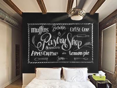 Pastry-Shop Wallpaper australia bakery chalkboard france lettering nemetz pastry sweets type wallmural