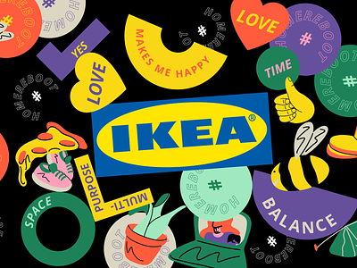 IKEA Life at Home report 2020 branding home ikea illustatration life at home reboot report sticker branding stickers visual identity