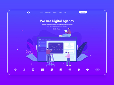Creative Agency - Landing Page agency blue caracter clean header hero section homepage identity illustration landingpage typography ui ux web webdesign website