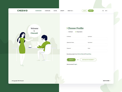 Sign Up Page For Cheewid clean design form fundraise illustraion minimal responsive sign up