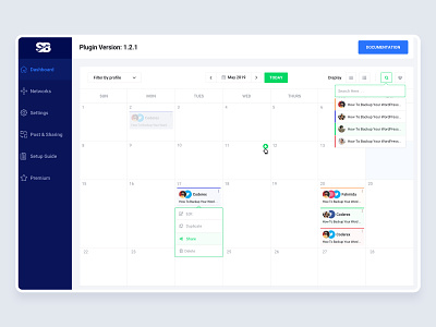 Social Booster - Social Automation Dashboard automation blog sharing calender deshboard design exparience post early re schedule save time schedule social sharing ui ux