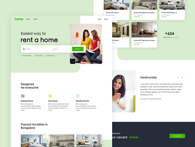Rent a Home homepage uiux website