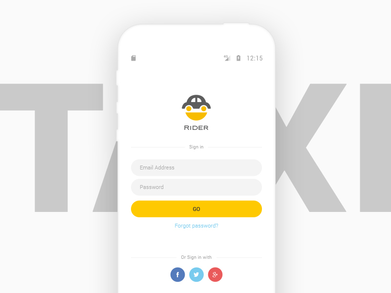 Taxi Login designs, themes, templates and downloadable graphic 