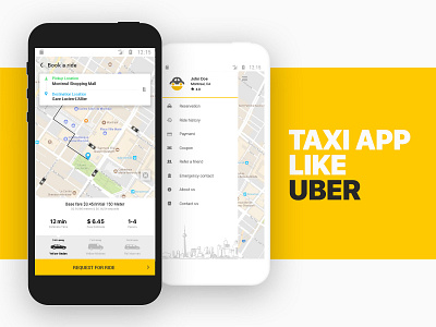 Taxi App like Uber android app dashboard design ios menu mobile rider taxi uber ui ux