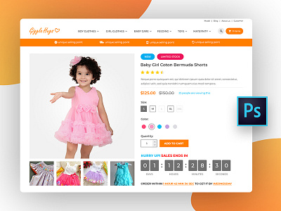 eCommerce product page design babyshop cart design ecommerce product responsive shop shopify web woocommerce