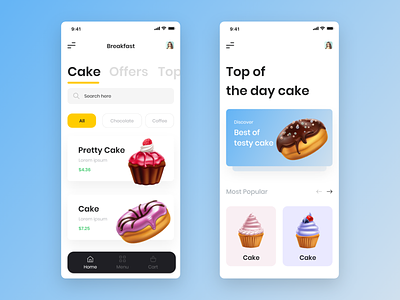 Cake App UI android app apps apps design cake cake shop cake ui design online app ui uiux ux
