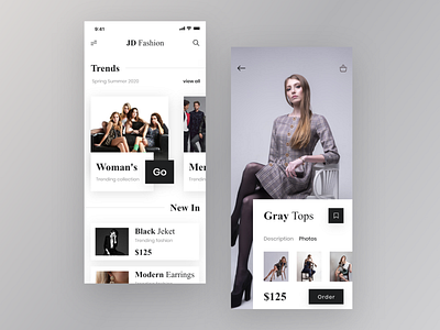 Fashion app UI