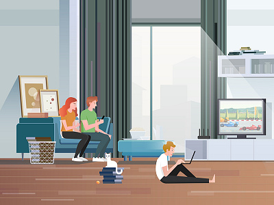 living room computer game mac book sofa watching tv