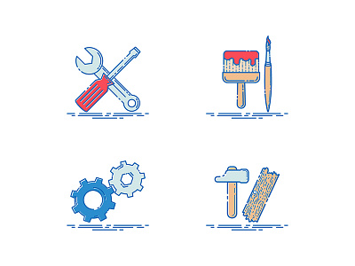Icon Maintenance simple outline color icon illustration maintenance tools