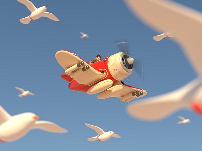To Infinity and Beyond 3d 3d modeling aircraft birds boy c4d character character design