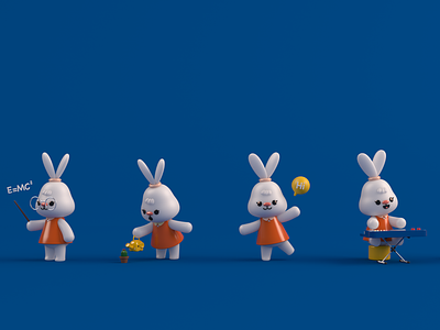 Bunny Tutu ! 3d 3d modeling animal bunny c4d character character design cinema 4d cute cute animal design illustration lovely mascot rabbit render toy