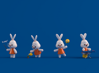 Bunny Tutu ! 3d 3d modeling animal bunny c4d character character design cinema 4d cute cute animal design illustration lovely mascot rabbit render toy