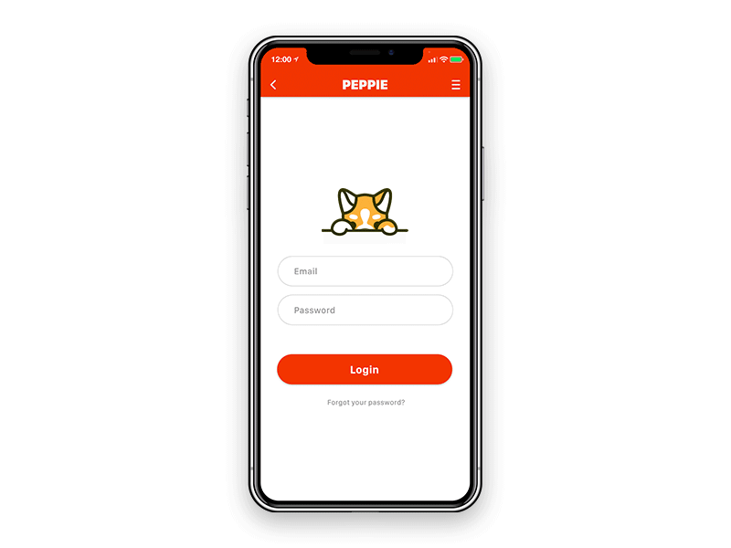 Peppie animation dog illustration interface login pet ui