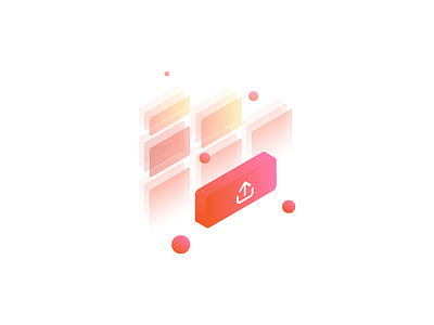 Upload File axonometric computer file icon illustration logo upload