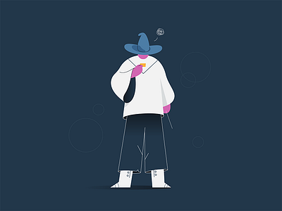 Wizard character character design confused hat illustration illustrator wand wizard