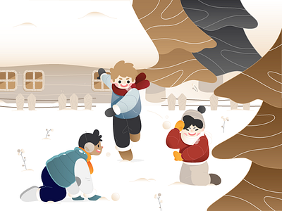 Snow Fight character design icon illustration kids snow ui winter