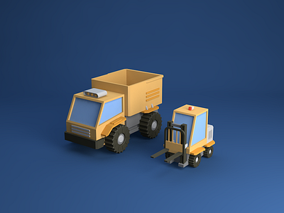 Vehicles 3d 3d model box car cinema 4d forklift render truck vehicles