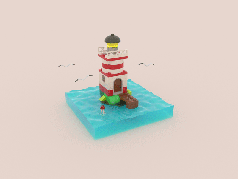 A Lego Lighthouse 3d 3d modeling 3danimation animation c4d cinema 4d house lego lighthouse sea