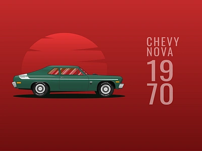 Chevrolet Nova 1970 car chevy design illustration illustrator nova painting red vehicle web