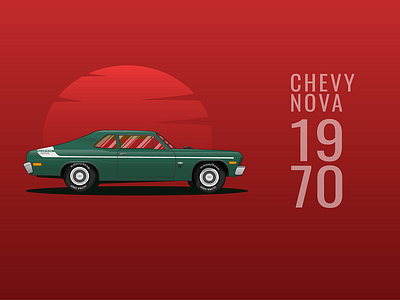 Chevrolet Nova 1970 car chevy design illustration illustrator nova painting red vehicle web