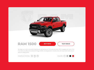 Ram truck Card buy card color design ram truck typography ux web website