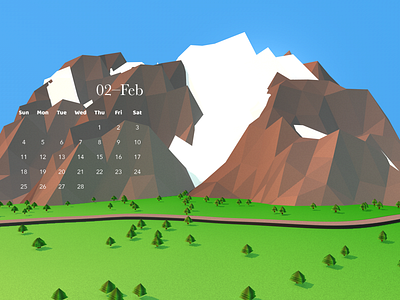 Calendar series 02 c4d low poly