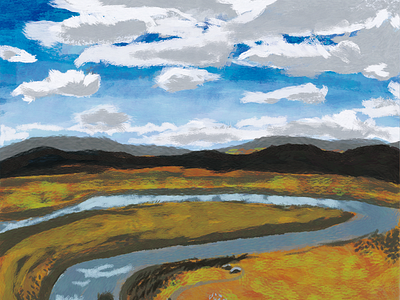 Ergun, Inner Mongolia(part) illustration landscape nature river