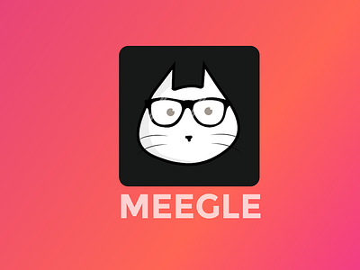 Icon with red gradient Bg cat illustrator logo