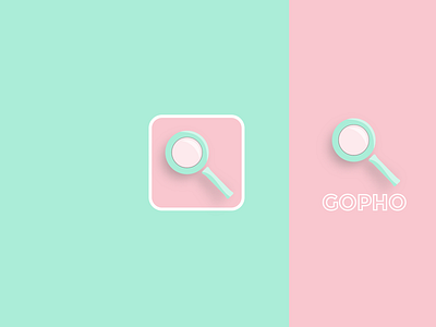 GOPHO logo design icon illustrator logo magnifier