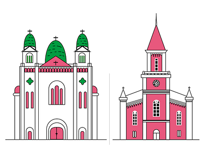 Travel magazine project building church illustration tianjin