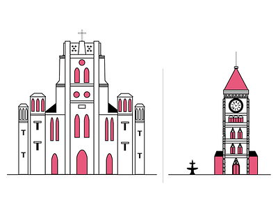 Travel magazine project building church illustration tianjin