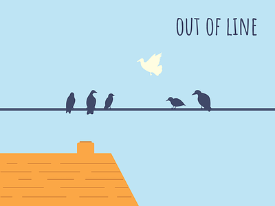 Out Of Line bird branding illustration poster