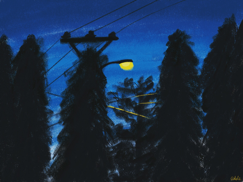 Deep blue pencil drawing illustration