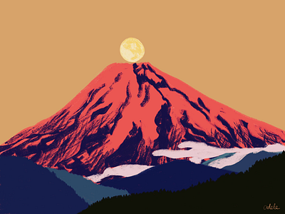 Fuji moon illustration