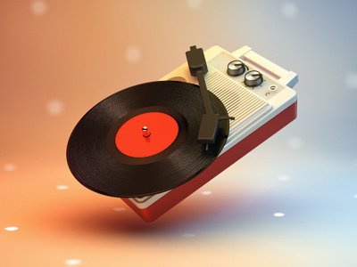 Portable Turntable Icon, now in 3D disco