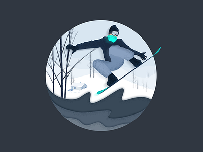 Desire for freedom freedom houses illustration skateboarding skiing snow snowing snowy mountains trees