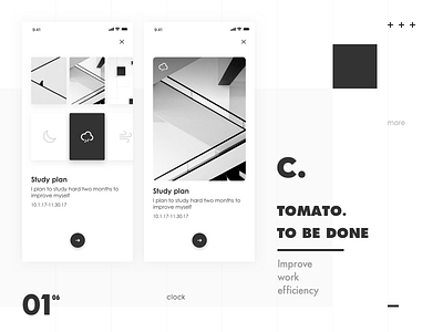 New Things app black daily share interface design poster design to do tomato alarm uiux white
