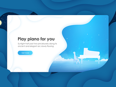 Play piano for you blue illustration piano wave webpage white